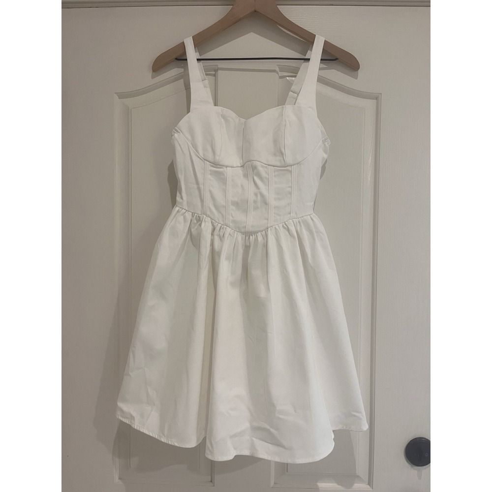 Sweetheart Corset Bodice Mini Dress 100 Cotton Bridal Coquette Babydoll Size S
